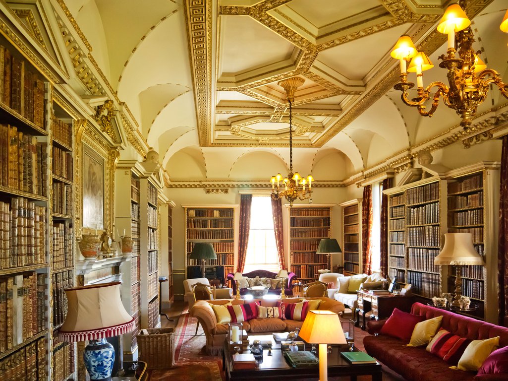 The Long Library at Holkham Hall Norfolk, home of Lord Coke Earl of Leicester