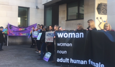 Women opposing trans rights reforms protest in London.