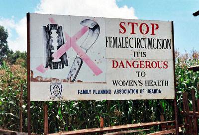  A campaign against female genital mutilation – a road sign near Kapchorwa, Uganda (Amnon Shavit).