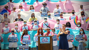 Campaigner Melissa Moore speaks during a Trans & Queer Field Day in South Carolina, May 2021  Mahkia Greene, SC United for Justice & Equality.png