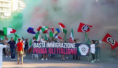 CasaPound demonstration. Stop immigration, italians first. source- Piceno News 24.jpg