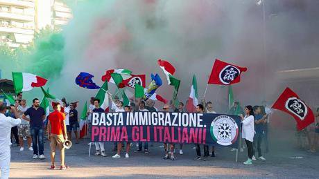 CasaPound demonstration. Stop immigration, italians first. source- Piceno News 24.jpg
