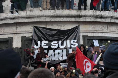 Manifestation on Republic Square in Paris against terrorism and in memory of the attack against  Charlie Hebdo.