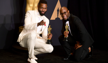 Writer Tarell Alvin McCraney (left) and director Barry Jenkins with their Oscars for ‘Moonlight’ at the 2017 Academy Awards | Ian West/PA Archive/PA Images