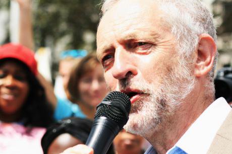 Jeremy Corbyn speaking at a rally