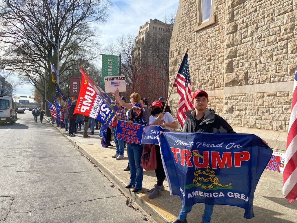 Trump supporters protest outside the Georgia State Capitol building