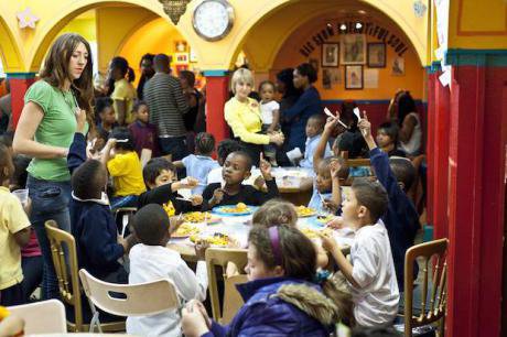 Dinner at a Kids Company drop-in centre, South London