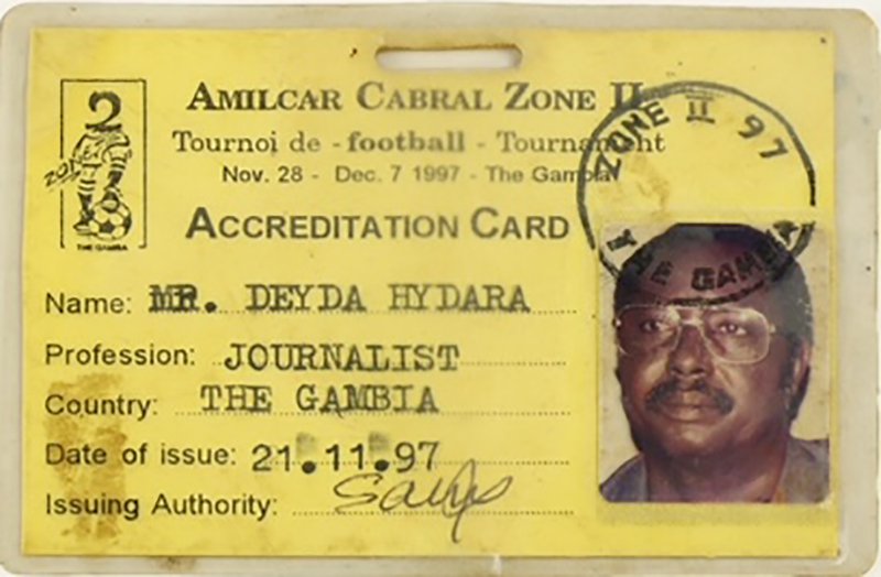 Deyda Hydara accreditation card