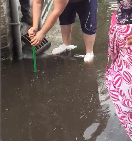 The flood water was ankle deep