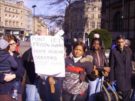 Asylum tenants protest in 2012 against G4S in Sheffield