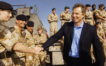 Tony blair meets troops in Iraq