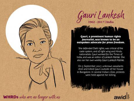 Illustration of Indian activist Gauri Lankesh by Carol Rossetti.