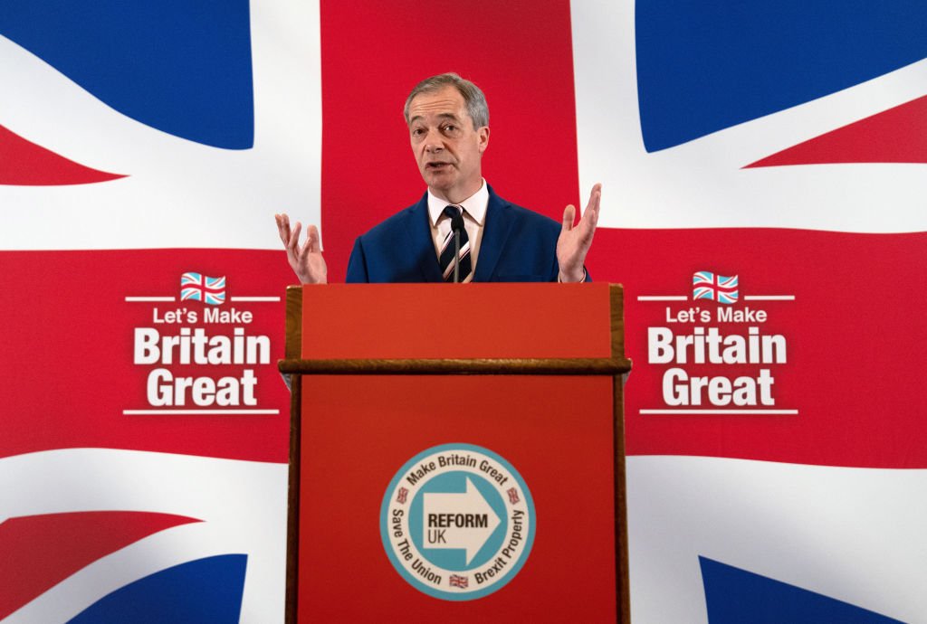 Nigel Farage speaks at a press conference