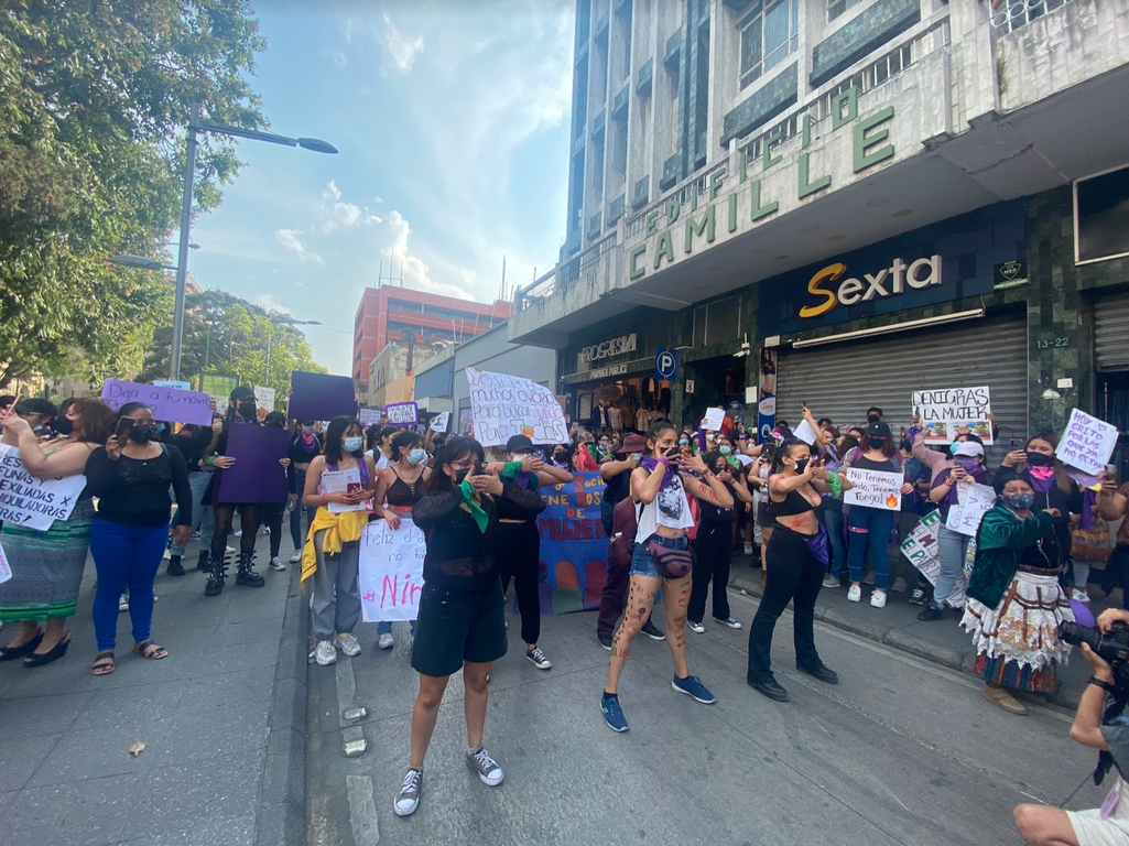 Feminist activists protest in Guatemala City, 8 March 2022