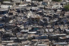 The damage to a poor neigbourhood in Haiti