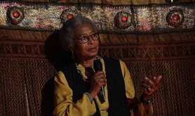 Alice Walker answers a question at the premier of Beauty in Truth