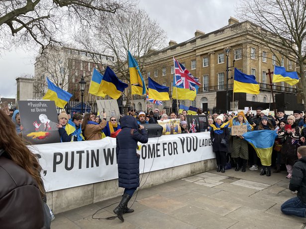 London Ukrainian protest of Russian invasion 24 February 2022