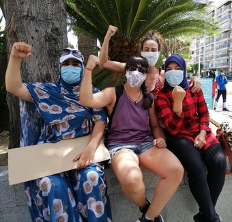 Ana Pinto (centre) and other members of the Jornaleras en Lucha, Andalucía, 2020 | Ana Pinto. All rights reserved