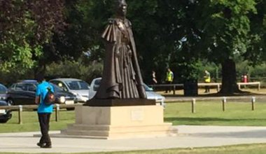 The statue of the Queen, unveiled as part of the anniversary celebrations.