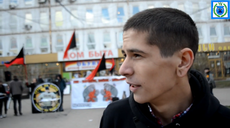 Igor Martynenko was fined 20,000 roubles (£340) for unveiling an anti-war flag at a (sanctioned) United Russia demonstration