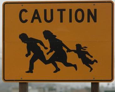 Sign on a freeway near the US-Mexico border