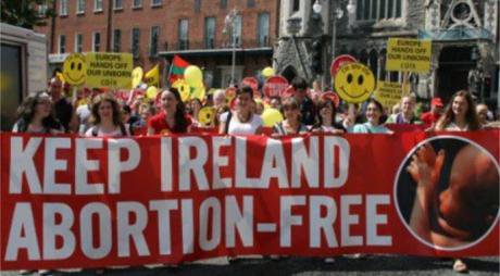 Keep Ireland Abortion Free banner, posted on Facebook by the New York based EMC-Frontline Pregnancy Centers.
