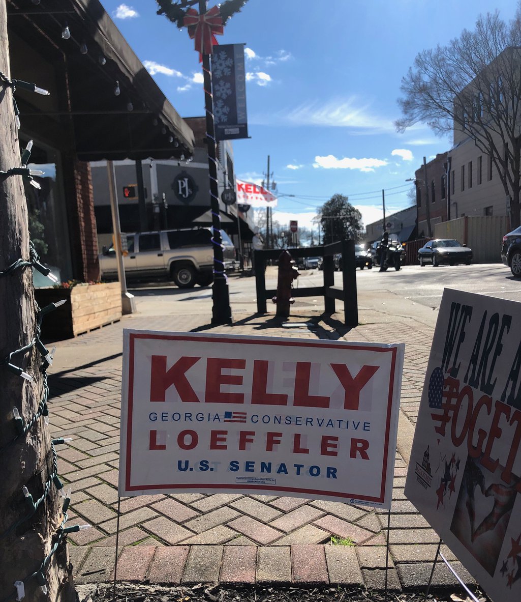 Sign for Kelly Loeffler in Georgia Senate election, 3 January 2021