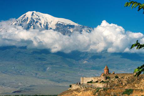 Mount Ararat and Khor Virap Monastery, one of Armenia&#39;s most visited pilgrimage sites. Andrew Behesnilian/Public Domain - CC