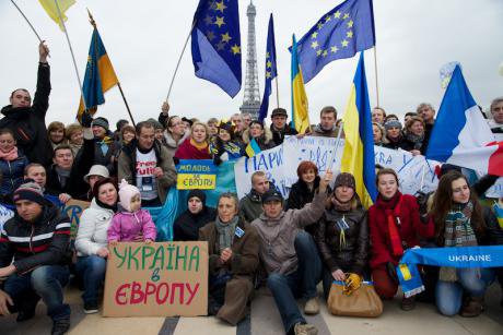 Protest in solidarity with the Euromaidan, Paris 2013.