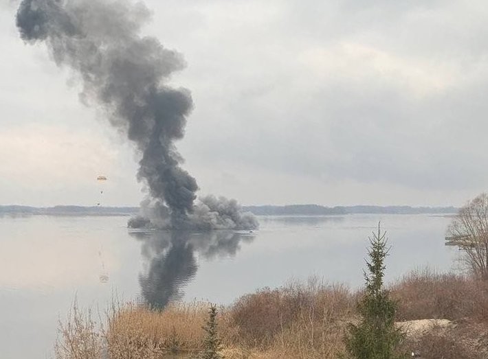 A Russian plane downed near Vyshhorod, Kyiv region, Ukraine