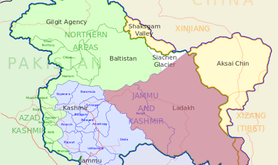 Map of Ladakh region of Kashmir