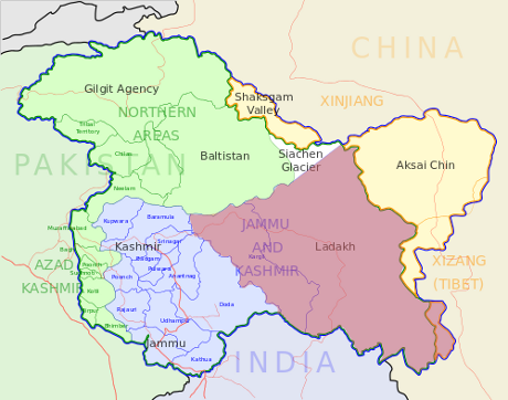Map of Ladakh region of Kashmir