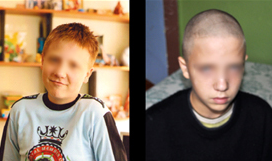 Lyosha: pictures taken a month apart, before and after stay in psychiatric hospital