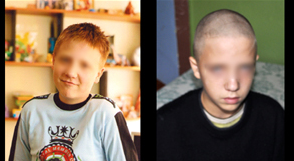Lyosha: pictures taken a month apart, before and after stay in psychiatric hospital