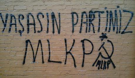 Graffiti in Green Lanes in support of the youth wing of the Marxist-Leninist Communist Party. (Photo by the author, 2012)