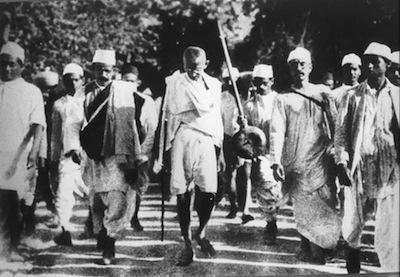 Gandhi during the Salt March, March 1930
