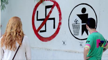 Antifascist graffiti on the walls of Marinaleda, a communist village.