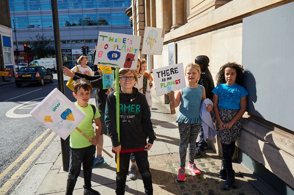 Protestors at a climate strike in Hackney, East London 2019