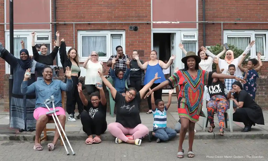 PEACH members in 2020 celebrating their win in getting Newham Council to agree to transfer MEARS tenants to council tenancies and implement a 60% rent reduction