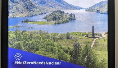 #NetZeroNeedsNuclear 'Net Zero Needs Nuclear' poster at Haymarket station, Edinburgh, November 2021