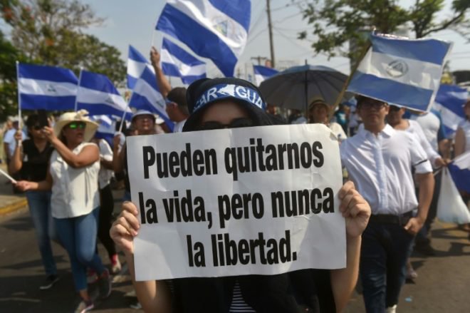 Manifestante en Nicaragua en abril de 2018.