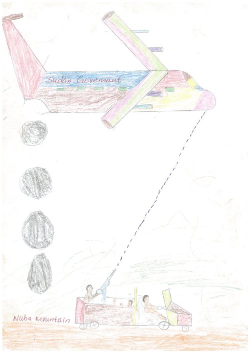 Drawing by child in a refugee camp on South Sudan border, December 2018