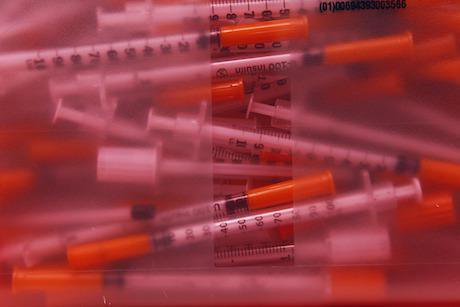 Needle exchange programme, Portland, Maine 2012. Press Association/Robert F. Bukaty. All rights reserved.