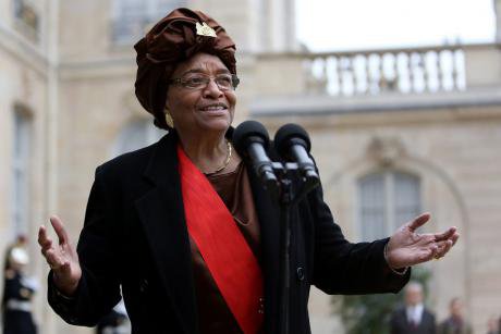 Liberian president Ellen Johnson Sirleaf in Paris in 2012.