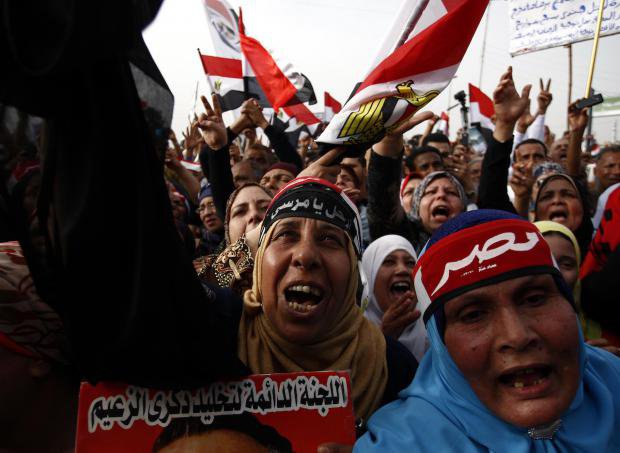 Close-up image of women&#39;s face during a demonstration in Cairo demonstrating against the ruling Muslim Brotherhood