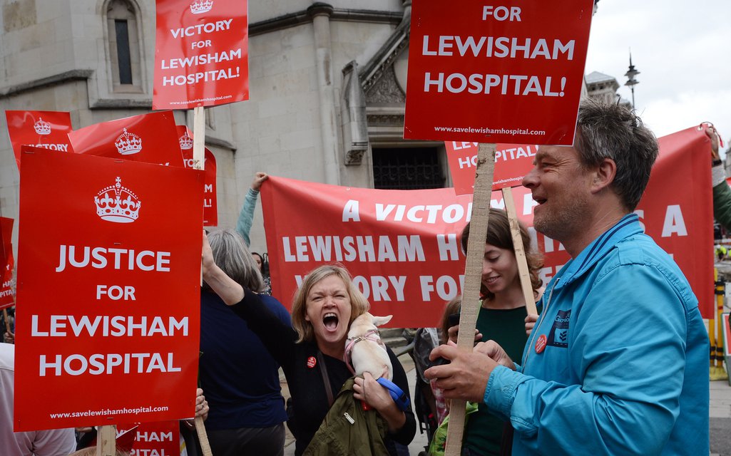 Save Lewisham Hospital campaigners celebrate a High Court ruling preventing services being reduced at the hospital.
