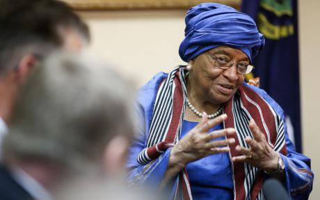Sirleaf in Monrovia, Liberia, in 2015.