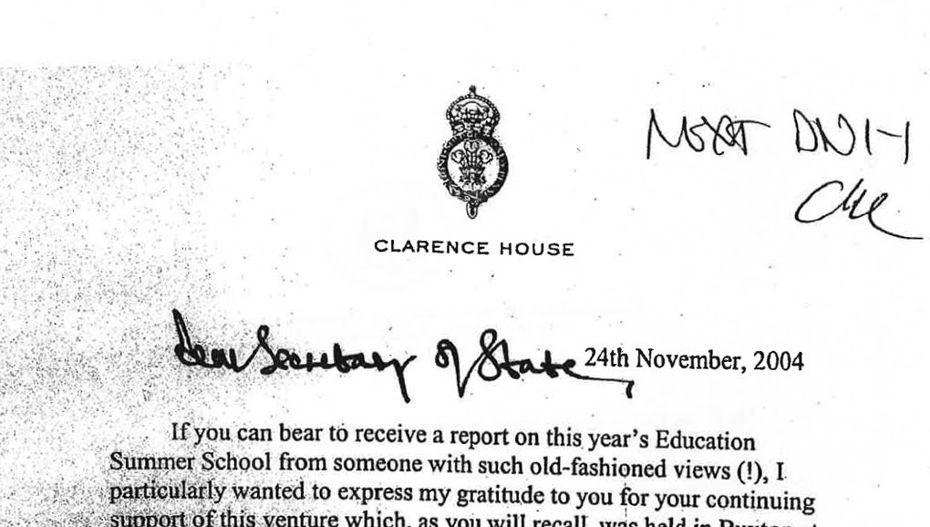 A 2004 letter from Prince Charles to a secretary of state