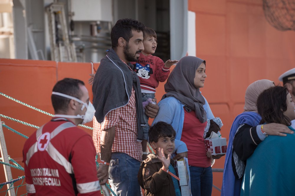 A migrant family rescued by Operation Sophia in 2016.