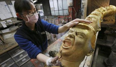 Trump mask production line, Japan. Eugene Hoshiko/AP/Press Association Images. All rights reserved.